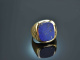 Um 1965! Gro&szlig;er Wappen Siegel Ring mit Lapislazuli Gold 585