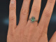 Um 1950! Smaragd Diamant Ring Gold 750 Silber