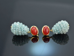 Aquamarine Drops! Tropfen Orringe mit Aquamarin und Achat...