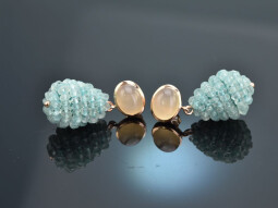 Aquamarine Drops! Tropfen Orringe mit Aquamarin und Achat...