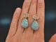 Aquamarine Drops! Tropfen Orringe mit Aquamarin und Achat Sterlingsilber 925 vergoldet