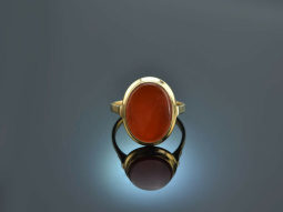 Um 1990! Klassischer Wappen Siegel Ring mit Karneol Gold 333