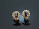 Um 1950! Ohrclipse Diamanten Granate Gold 750