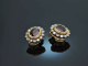 Um 1950! Ohrclipse Diamanten Granate Gold 750