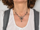 Around 1960! Beautiful traditional dirndl necklace with garnet silver 835