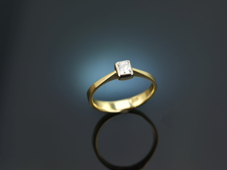 Um 1990! Vintage Diamant Ring in Princess Cut 0,2 ct Gold 585