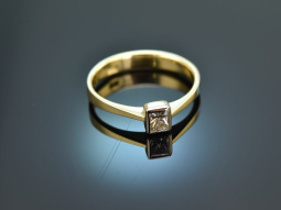 Um 1990! Vintage Diamant Ring in Princess Cut 0,2 ct Gold...