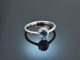 Fine Blue! Ring mit Saphir und Brillanten Weiß Gold 750