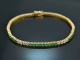 Finest Green! Rivi&egrave;re Armband mit Smaragden und Brillanten Gold 750