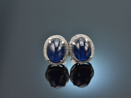 Finest Blue! Edle Ohrringe mit Saphiren und Diamanten Wei&szlig; Gold 750