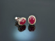 Finest Red! Edle Ohrringe mit Rubinen und Diamanten Wei&szlig; Gold 750