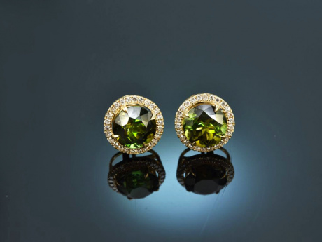 Green Shine! Ohrringe mit grünen Turmalinen und Brillanten Gold 750