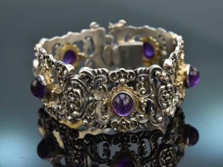 Um 1965! Wundersch&ouml;nes Trachten Armband mit Amethysten Silber 925