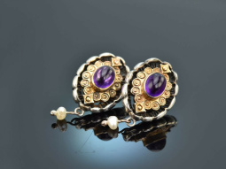 Um 1965! H&uuml;bsche Trachten Ohrringe mit Amethysten...