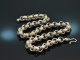 Um 1980! Schwere Vintage Kette in verziertem Erbsmuster Silber 925