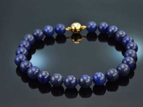 Royal Blue! Sch&ouml;ne Lapislazuli Kugel Kette Schlie&szlig;e Silber 925 vergoldet