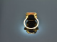 Around 2010! High-quality coat of arms signet ring with layer stone 750 gold
