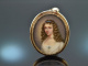 Österreich um 1870! Schöner Porträt Miniatur Anhänger Gold 585