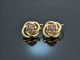 Um 1850! Schöne Biedermeier Ohrringe mit roten Ziersteinen Gold 750