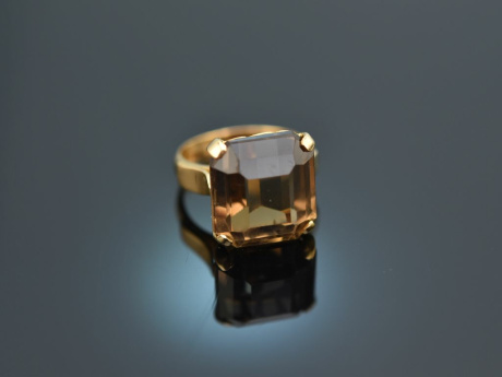 Um 1950! Schlichter Ring mit Rauchquarz Gold 750