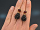 Sparkling Blackberries! Funkelnde Tropfen Ohrringe mit Spinell und roten Achat Sterlingsilber 925 vergoldet