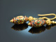 Um 1950! Seltene Ohrringe mit buntem Email Gold 750