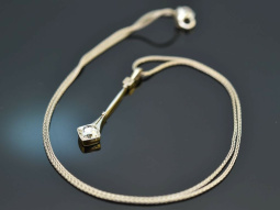 Um 1910! Belle Epoque Collier mit Diamantrose ca. 0,4 ct Gold 585 Platin