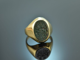 Um 1980! Klassischer Wappen Siegel Ring mit Blutjaspis...