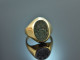 Um 1980! Klassischer Wappen Siegel Ring mit Blutjaspis Gold 333