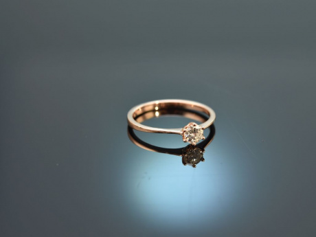 Um 1990! Klassischer Verlobungs Ring mit Brillant 0,25 ct Ros&eacute; Gold 585