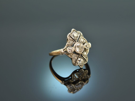 Um 1910! Historischer Ring mit Diamanten ca. 0,65 ct Gold 585 und Platin