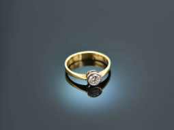 Um 1970! Klassischer Brillant Verlobungs Ring ca. 0,5 ct Gold 750