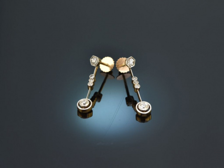 Um 1920! Art Deco Ohrringe mit Diamanten ca. 0,6 ct Gold 585 Platin