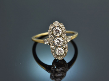 Um 1910! Schöner Belle Epoque Diamant Ring ca. 0,6 ct Gold 585 Platin