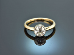 Um 1910! Traumhafter 1 ct Altschliff Solit&auml;r Diamant Ring Gold 750 Platin