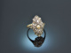 Um 1910! Schöner Belle Epoque Ring mit Diamanten und Perle Gold 585 Platin