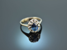 Um 1990! Feiner Saphir Brillant Verlobungs Ring...