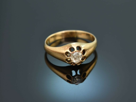 Um 1890! Historischer Ring mit Diamantrose ca. 0,2 ct Gold 585