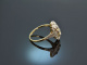Um 1915! Art Deco Diamant Ring Gold 585 Platin