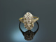 Um 1915! Art Deco Diamant Ring Gold 585 Platin