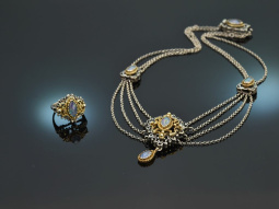 Um 1980! Sch&ouml;ne Trachten Kette und Ring mit Opal...