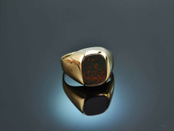 Um 1970! Klassischer Wappen Siegel Ring mit Blutjaspis...