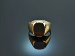 Um 1970! Klassischer Wappen Siegel Ring mit Blutjaspis...