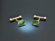 Um 1930! Schne Manschettnknpfe mit Jade Gold 585