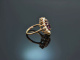 England um 1950! Amethyst Ring mit Saatperlen Gold 375