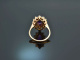 England um 1950! Amethyst Ring mit Saatperlen Gold 375