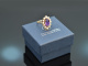 England um 1950! Amethyst Ring mit Saatperlen Gold 375