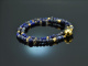 Blue Tones! 2reihiges Fancy Armband Saphir Sodalith Lapislazuli Citrin Silber 925 vergoldet