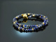 Blue Tones! 2reihiges Fancy Armband Saphir Sodalith Lapislazuli Citrin Silber 925 vergoldet