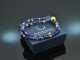 Blue Tones! 2reihiges Fancy Armband Saphir Sodalith Lapislazuli Citrin Silber 925 vergoldet